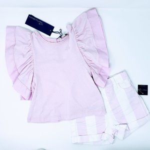 Habitual Girls Flutter Sleeve Top & Shorts